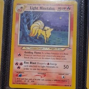 Pokemon Light Ninetales Yellow and Red Vintage Card